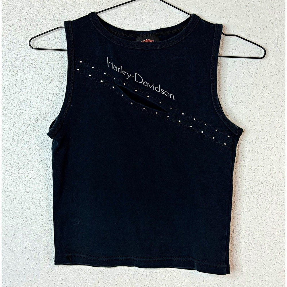 Harley-Davidson Black Sleeveless Tank Top Shirt Size S Quaid Temecula CA